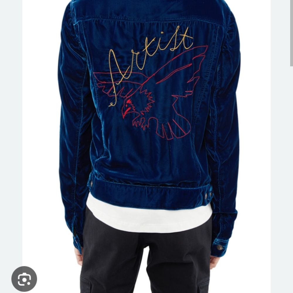 Blue Velvet Trucker Kimino Bomber Jacket